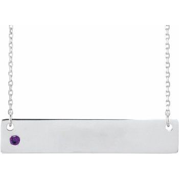 14K White Amethyst Family Bar 16 18 inch Necklace Ref 16233700
