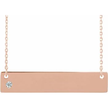 14K Rose .03 CTW Diamond Family Bar 16 18 inch Necklace Ref 16233710