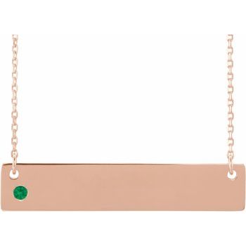 14K Rose Chatham Lab Created Emerald Family Bar 16 18 inch Necklace Ref 16233750