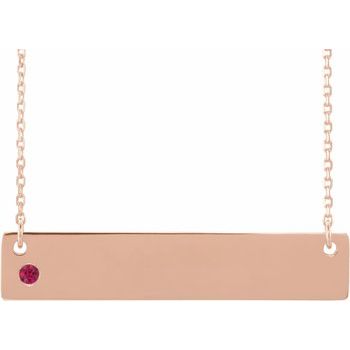 14K Rose Ruby Family Bar 16 18 inch Necklace Ref 16233722