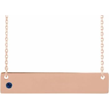 14K Rose Chatham Lab Created Blue Sapphire Family Bar 16 18 inch Necklace Ref 16233762