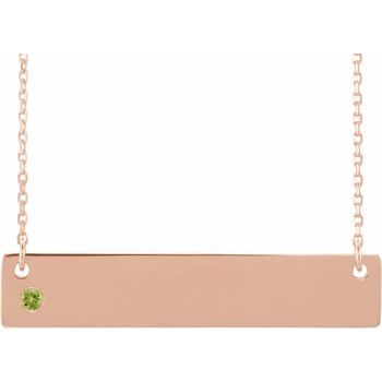 14K Rose Peridot Family Bar 16 18 inch Necklace Ref 16233726