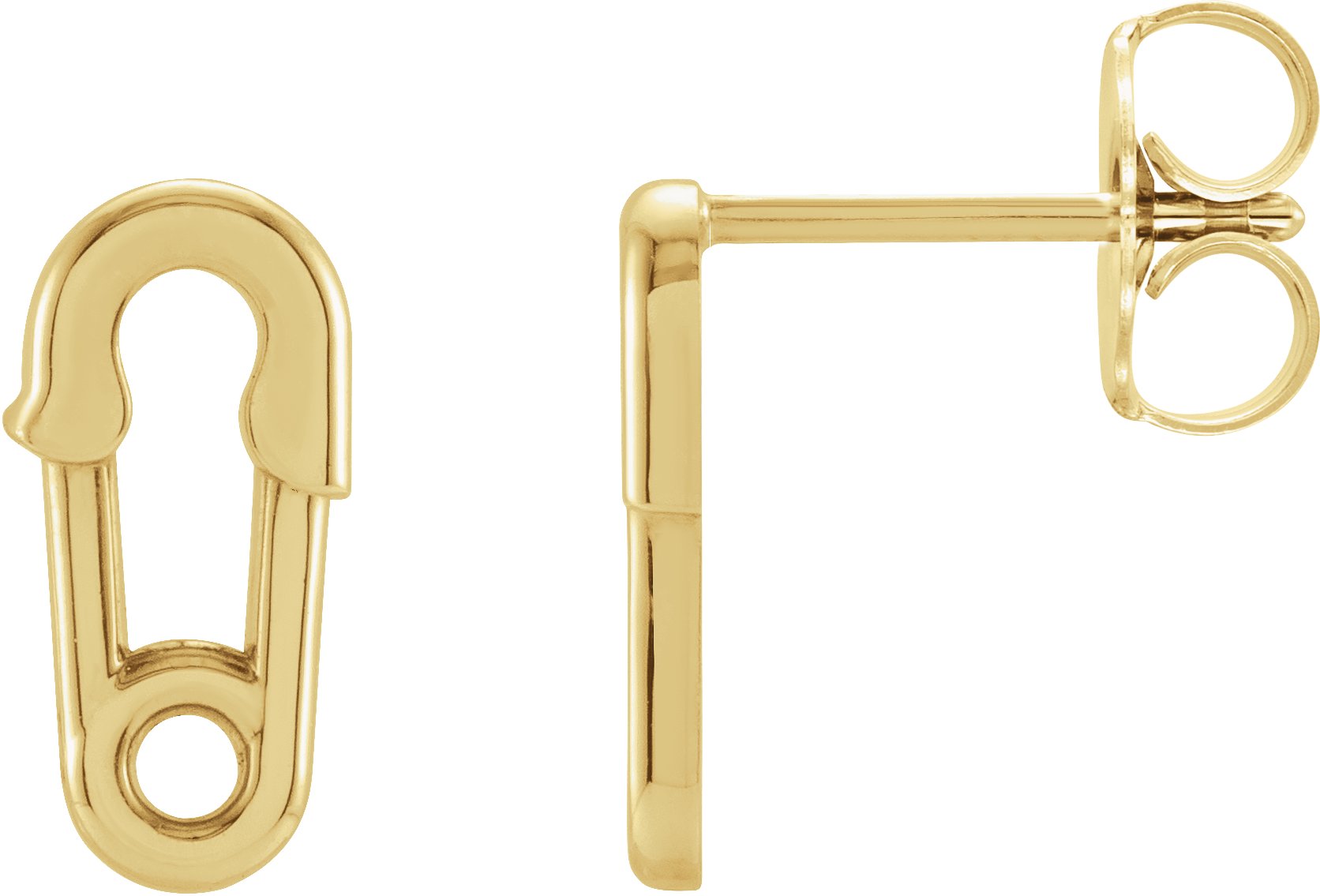 14K Yellow Safety Pin Earrings
