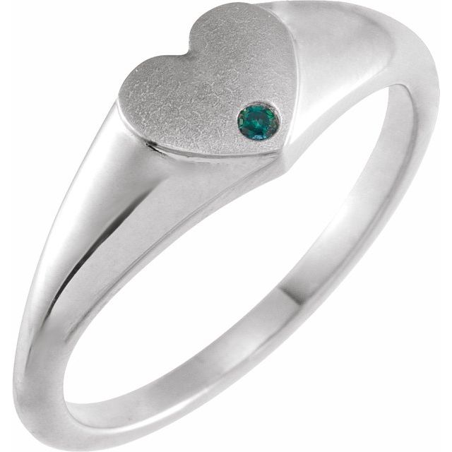 Platinum Natural Alexandrite Heart Signet Ring