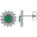 Platinum 4.5 mm Natural Emerald & 1 3/8 CTW Natural Diamond Earrings