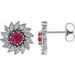 Sterling Silver 5 mm Lab-Grown Ruby & 1 3/8 CTW Natural Diamond Earrings