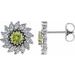 Sterling Silver 4.5 mm Natural Peridot & 1 3/8 CTW Natural Diamond Earrings