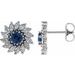 14K White 3.5 mm Lab-Grown Blue Sapphire & 3/4 CTW Natural Diamond Earrings
