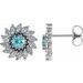 Sterling Silver 5 mm Natural Blue Zircon & 1 3/8 CTW Natural Diamond Earrings