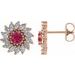 14K Rose 5.5 mm Lab-Grown Ruby & 2 1/5 CTW Natural Diamond Earrings