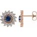 14K Rose 5.5 mm Natural Blue Sapphire & 2 1/5 CTW Natural Diamond Earrings