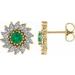 14K Yellow 4 mm Natural Emerald & 7/8 CTW Natural Diamond Earrings