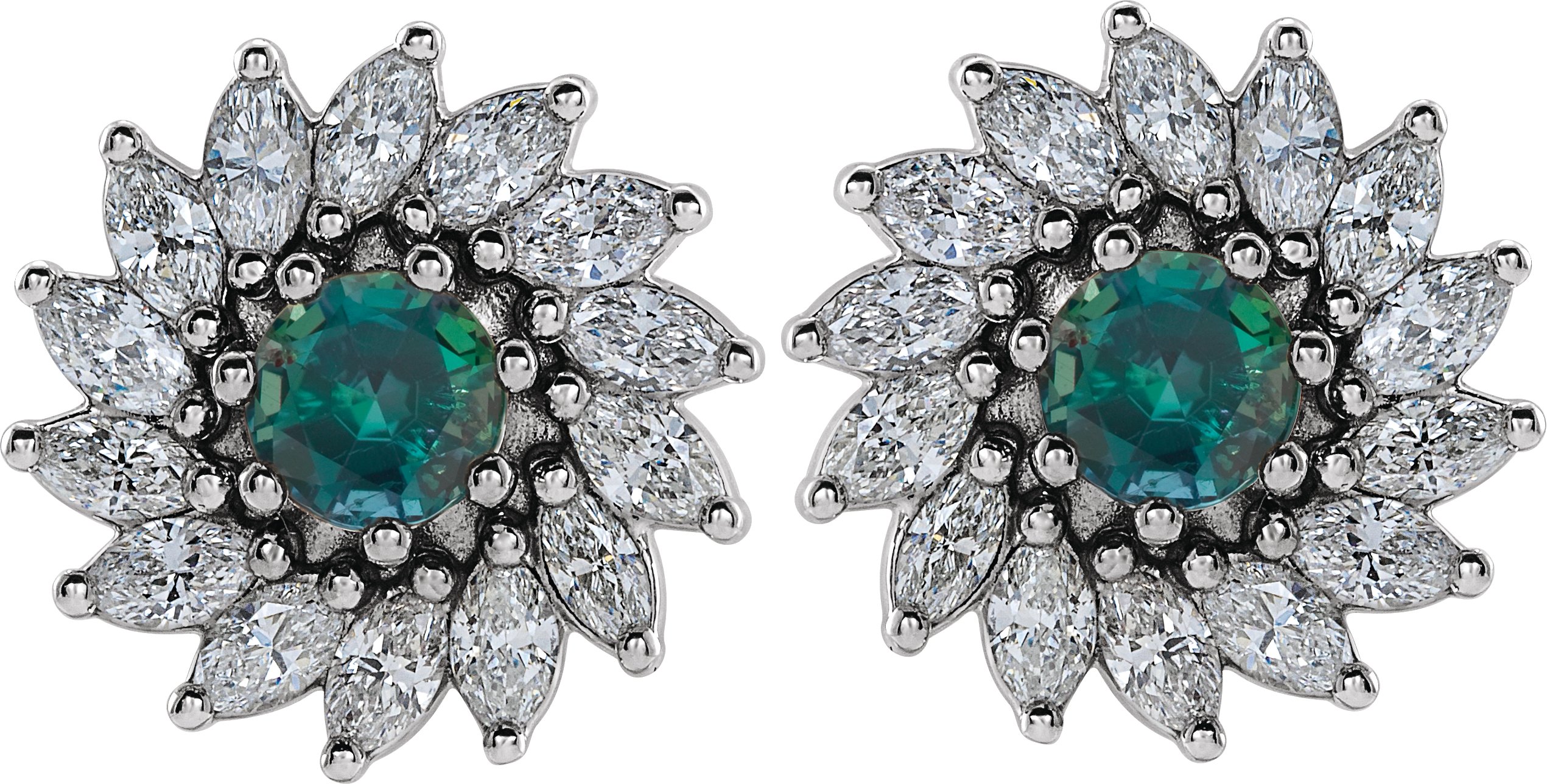 3.5 mm Lab-Grown Alexandrite & 3/4 CTW Natural Diamond Earrings view 2
