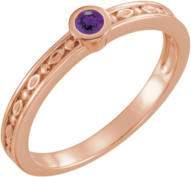 14K Rose Amethyst Family Stackable Ring Ref 16232254