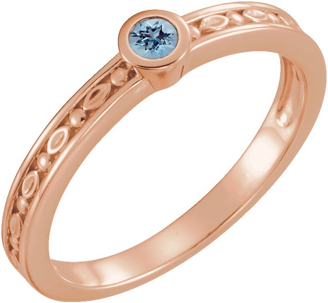 14K Rose Aquamarine Family Stackable Ring Ref 16232258
