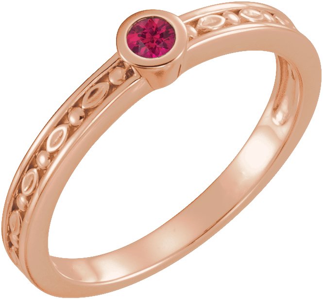 14K Rose Chatham Lab Created Ruby Family Stackable Ring Ref 16232498