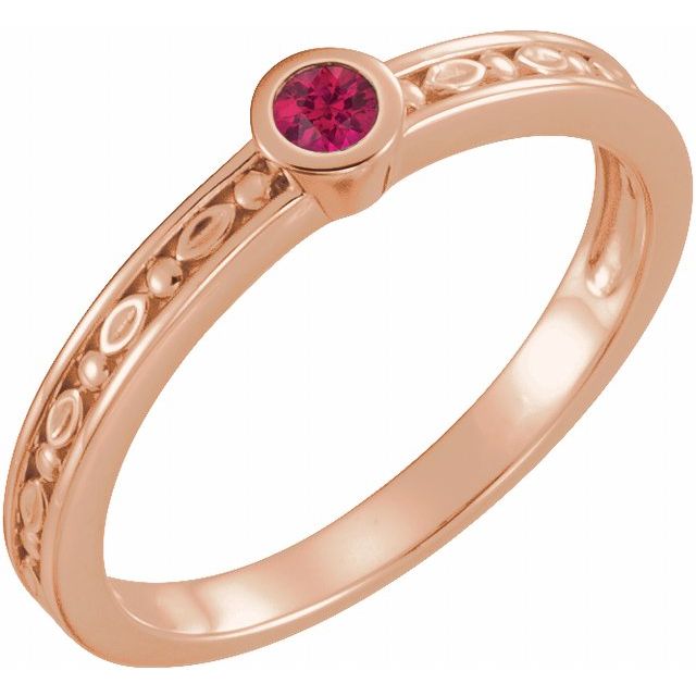 14K Rose Lab-Grown Ruby Family Stackable Ring