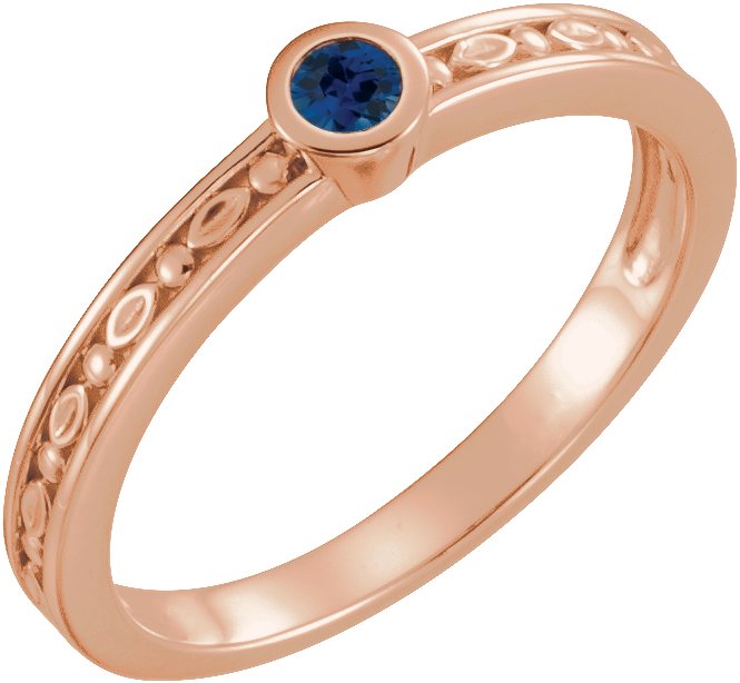 14K Rose Chatham Lab Created Blue Sapphire Family Stackable Ring Ref 16232502