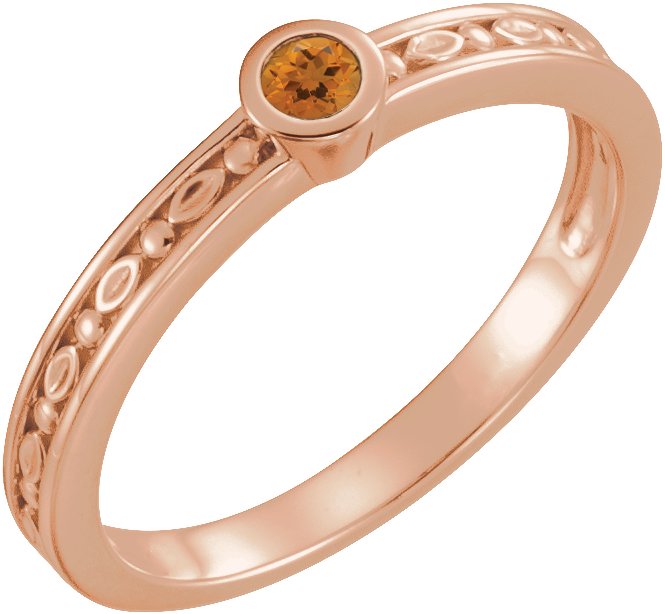 14K Rose Citrine Family Stackable Ring Ref 16232289