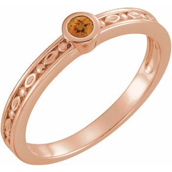 14K Rose Citrine Family Stackable Ring Ref 16232289