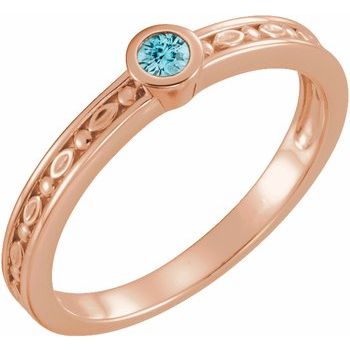 14K Rose Blue Zircon Family Stackable Ring Ref 16232293