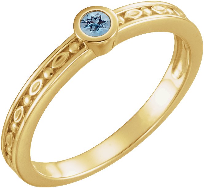 14K Yellow Aquamarine Family Stackable Ring Ref 16232257