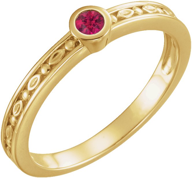 14K Yellow Ruby Family Stackable Ring 