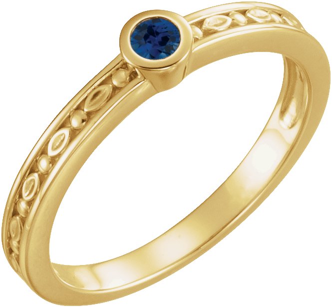 14K Yellow Chatham Lab Created Blue Sapphire Family Stackable Ring Ref 16232501