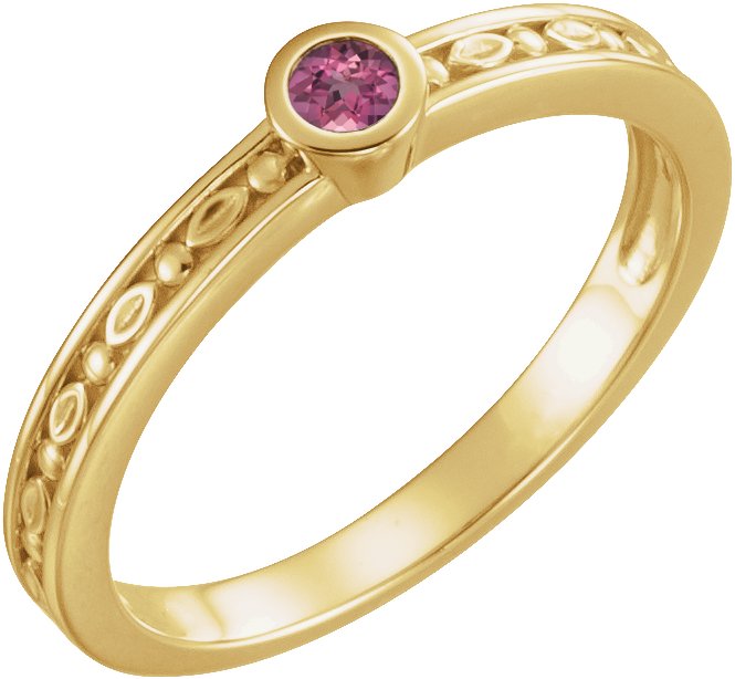 14K Yellow Pink Tourmaline Family Stackable Ring Ref 16232284