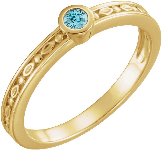 14K Yellow Blue Zircon Family Stackable Ring Ref 16232292