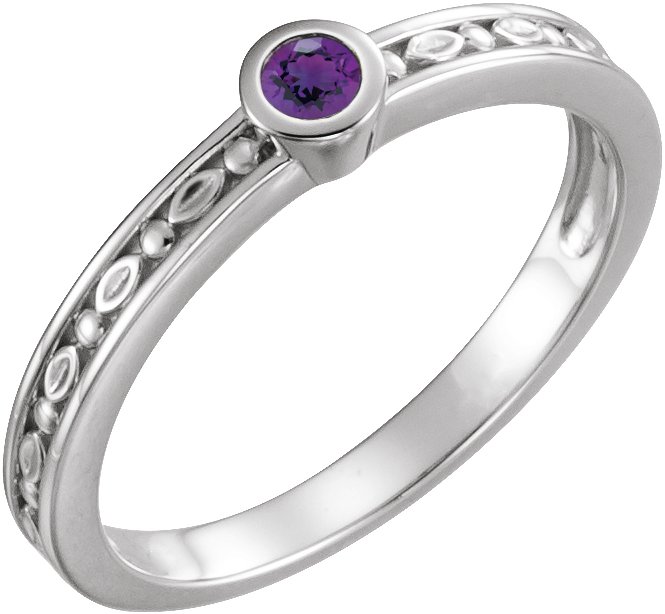 14K White Amethyst Family Stackable Ring Ref 16232252