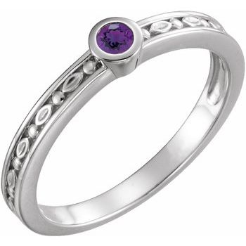 Sterling Silver Amethyst Family Stackable Ring Ref 16232255