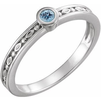 14K White Aquamarine Family Stackable Ring Ref 16232256