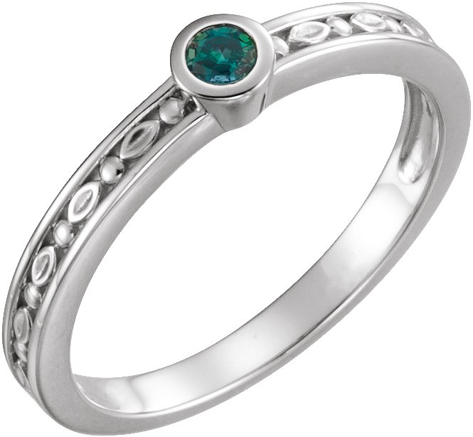 14K White Chatham Lab Created Alexandrite Family Stackable Ring Ref 16232359
