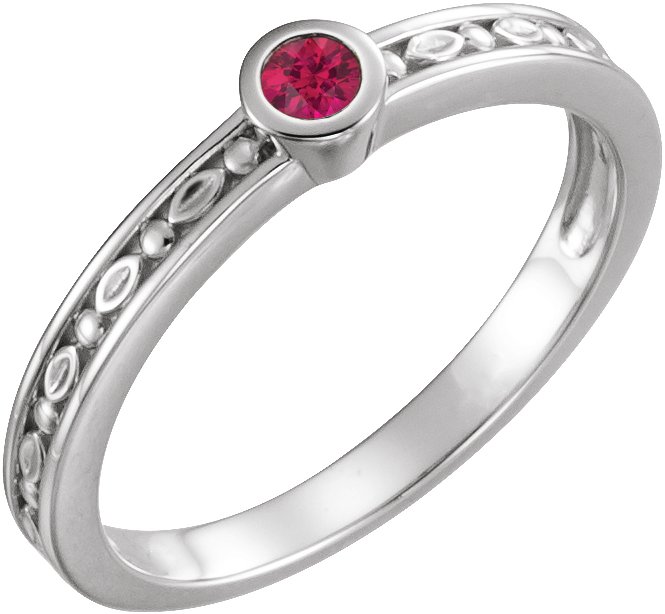 14K White Ruby Family Stackable Ring Ref 16232271