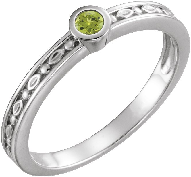 14K White Peridot Family Stackable Ring Ref 16232275