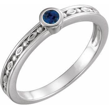 Sterling Silver Chatham Lab Created Blue Sapphire Family Stackable Ring Ref 16232503