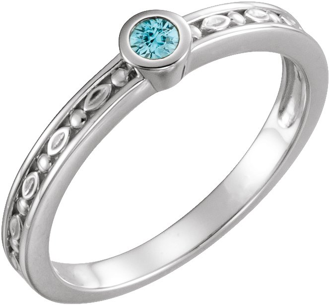 14K White Blue Zircon Family Stackable Ring Ref 16232291