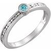 14K White Blue Zircon Family Stackable Ring Ref 16232291