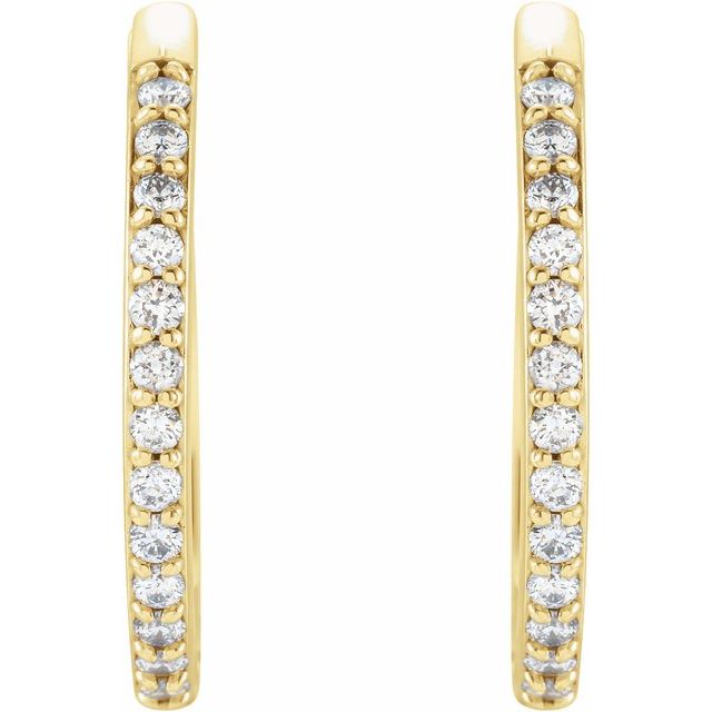 14K Yellow 1/5 CTW Natural Diamond Hinged 18 mm Hoop Earrings