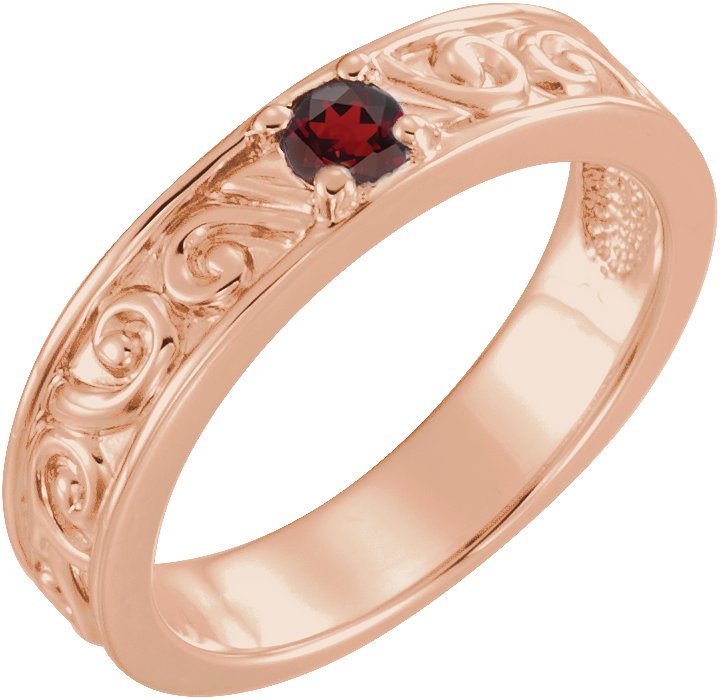 14K Rose Mozambique Garnet Stackable Family Ring Ref 16232506