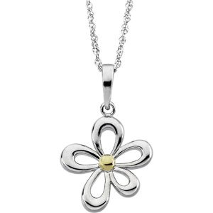 Flower Necklace – 14K White/Yellow Gold