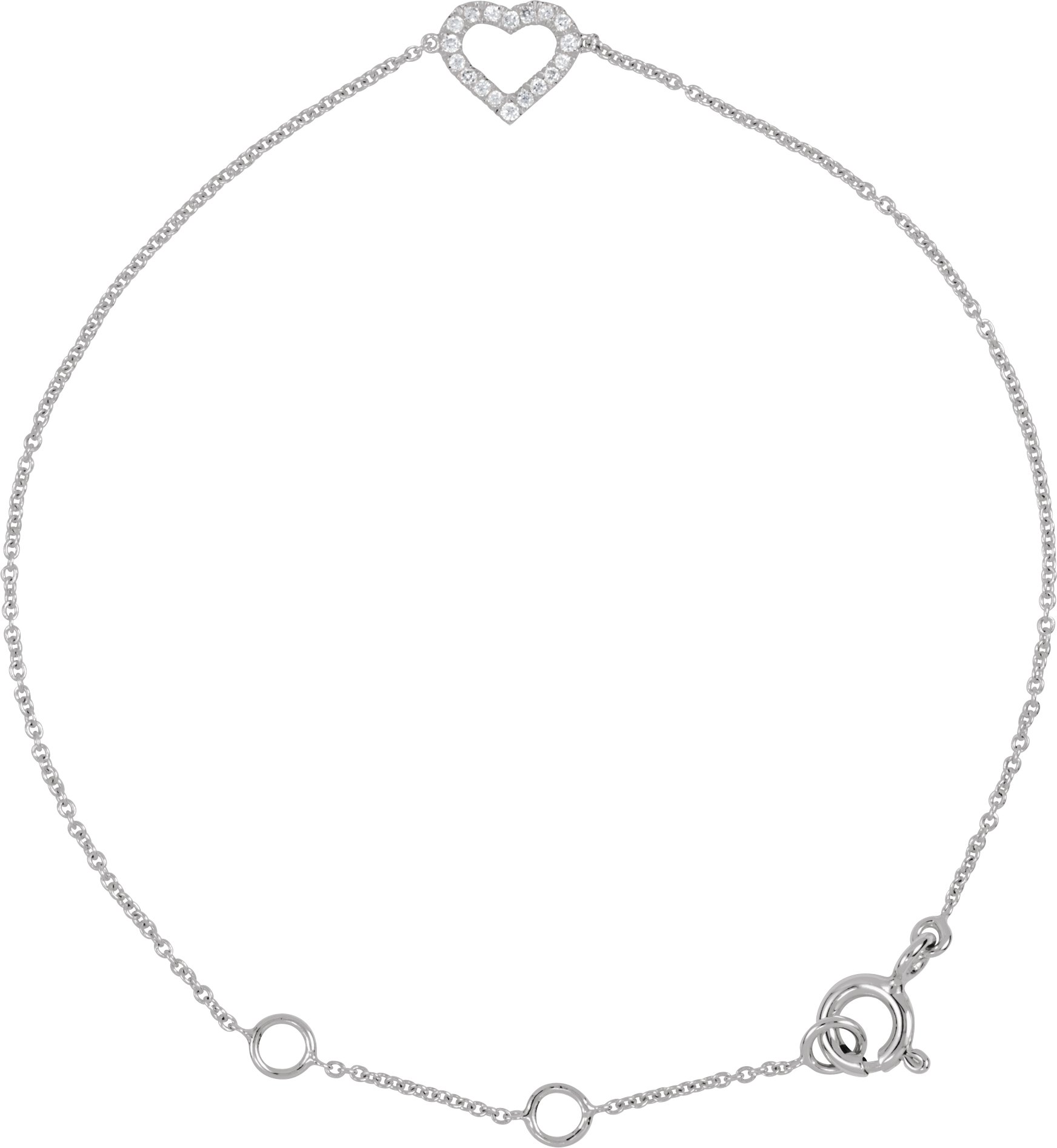 14K White .06 CTW Natural Diamond Heart 6-7" Bracelet