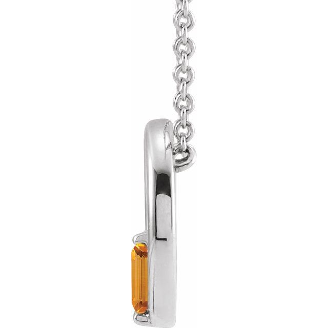 Sterling Silver Natural Citrine Circle 16-18 Necklace