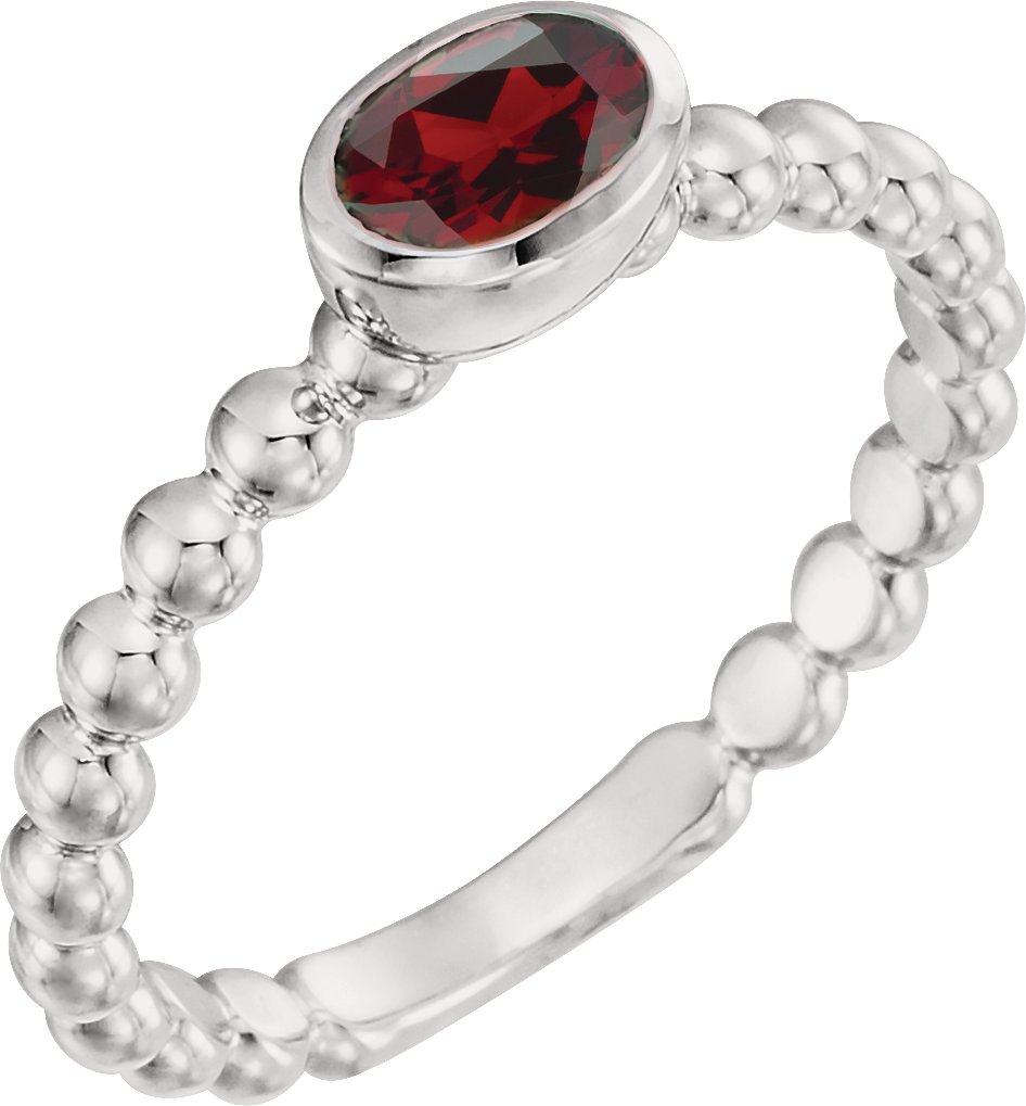 14K White Mozambique Garnet Stackable Family Ring Ref 16233019