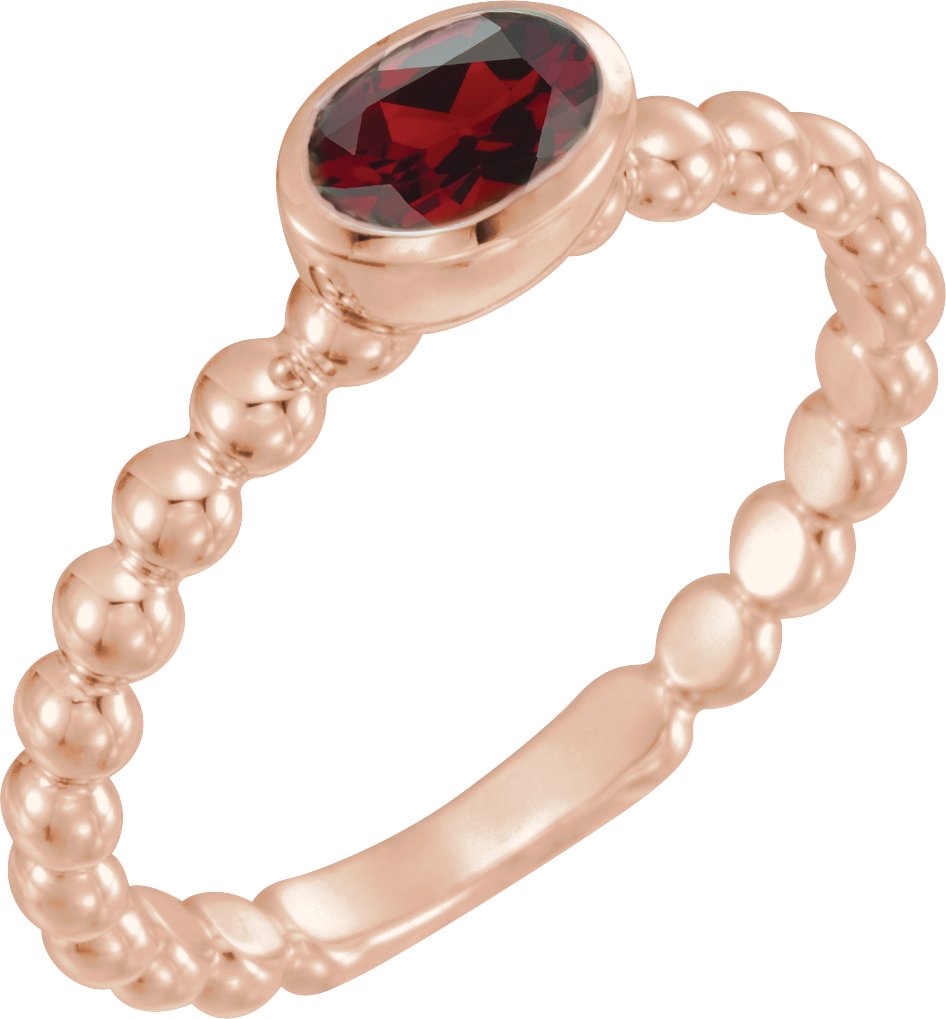 14K Rose Mozambique Garnet Stackable Family Ring Ref 16233021