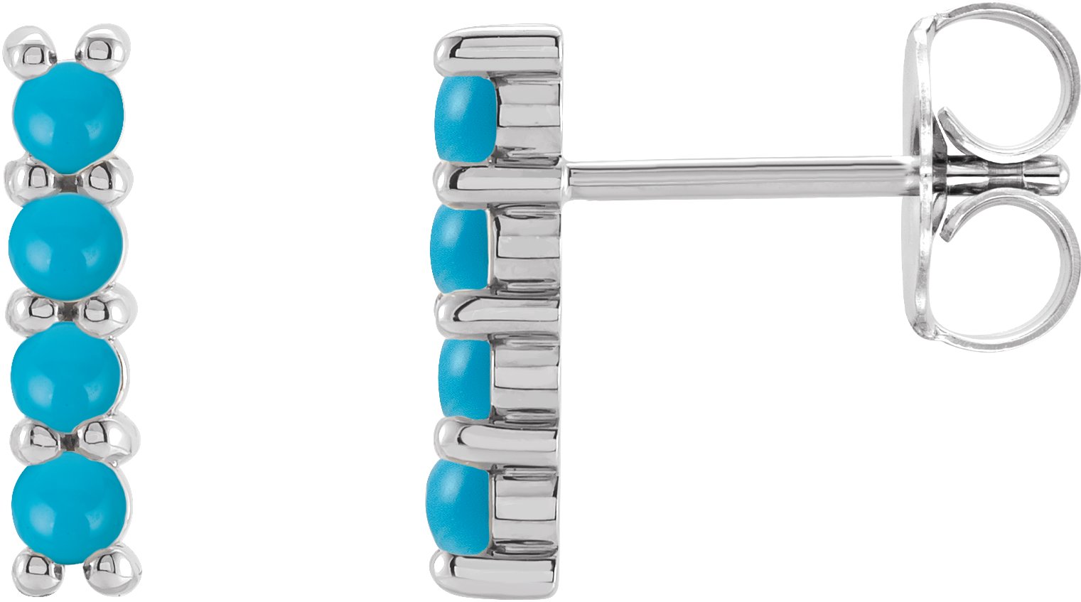 Sterling Silver Natural Turquoise Bar Earrings