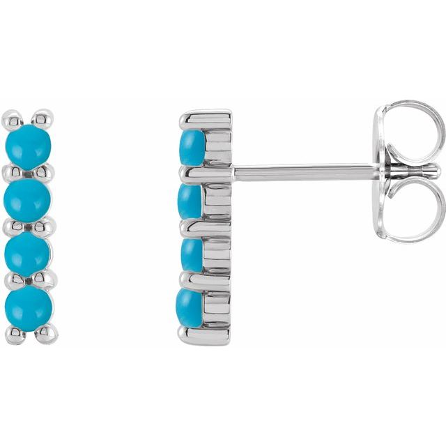 Sterling Silver Natural Turquoise Bar Earrings