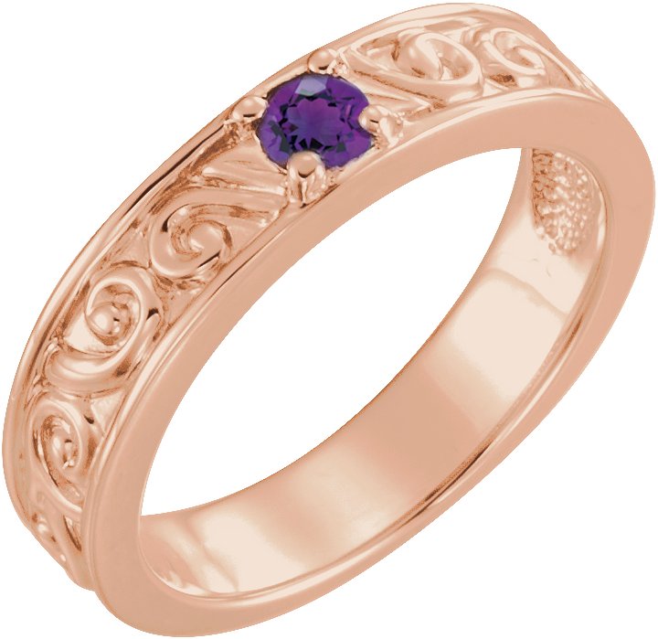 14K Rose Amethyst Stackable Family Ring Ref 16232510