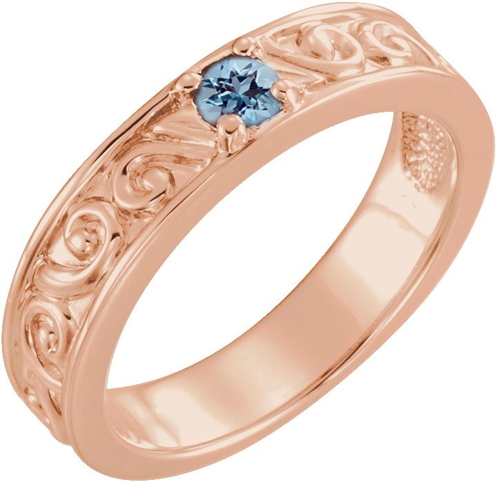 14K Rose Aquamarine Stackable Family Ring Ref 16232514